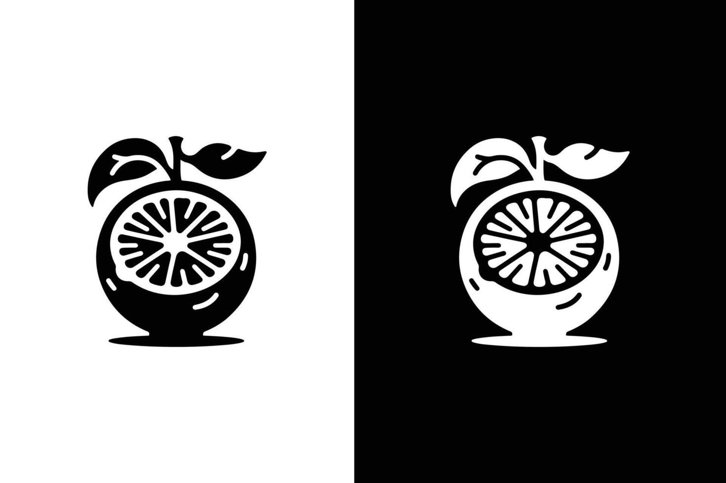 Orange icon silhouette design with white black background stock illustration. Orange fruit Icon vector