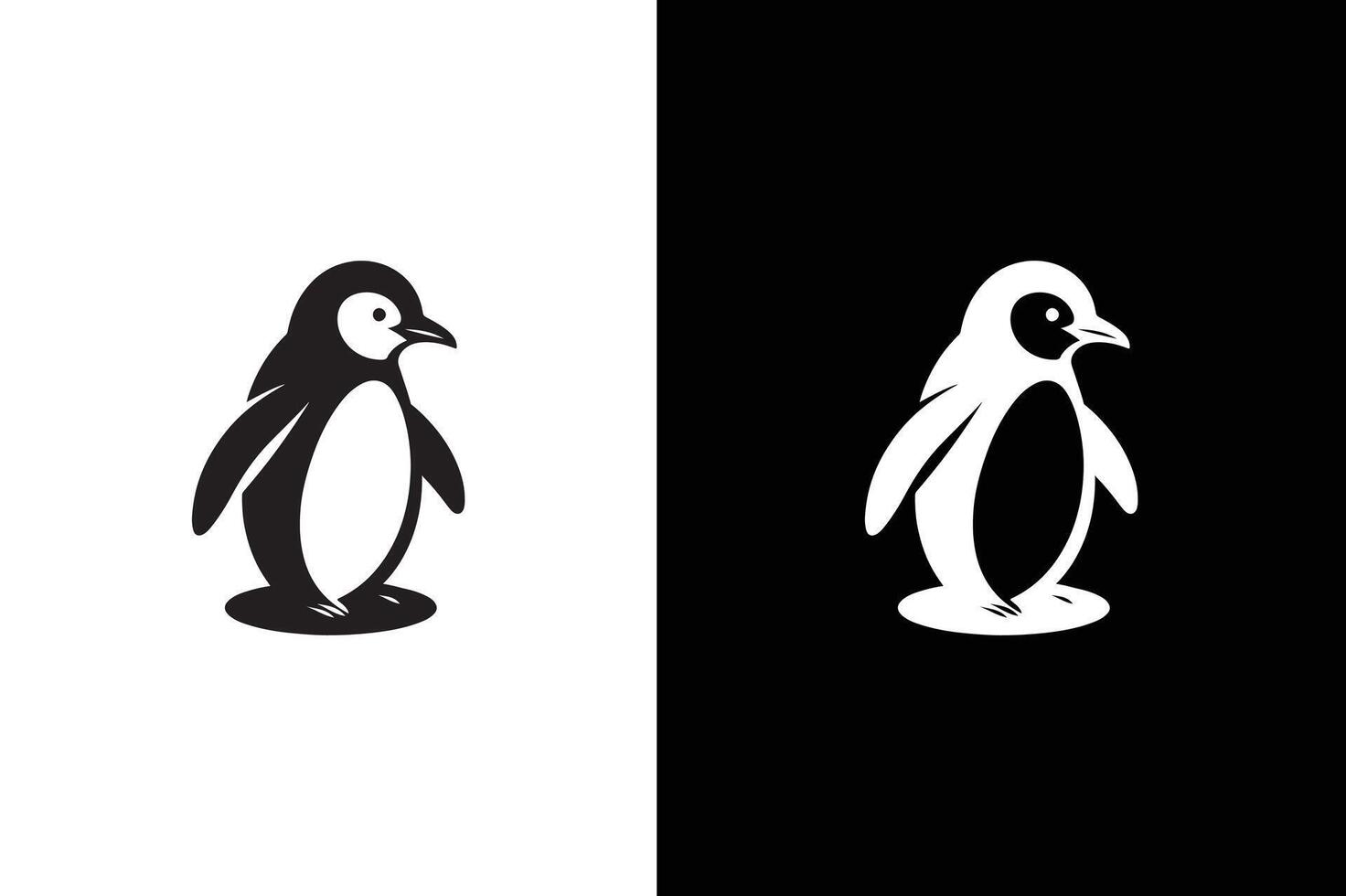 Simple flat penguin icon silhouette illustration. Penguin isolated icon black white background. vector