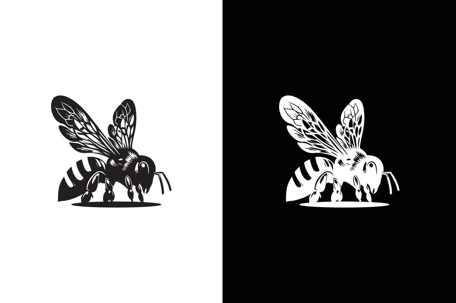 Bee silhouette icon illustration on a white black background. Simple Bee icon. vector
