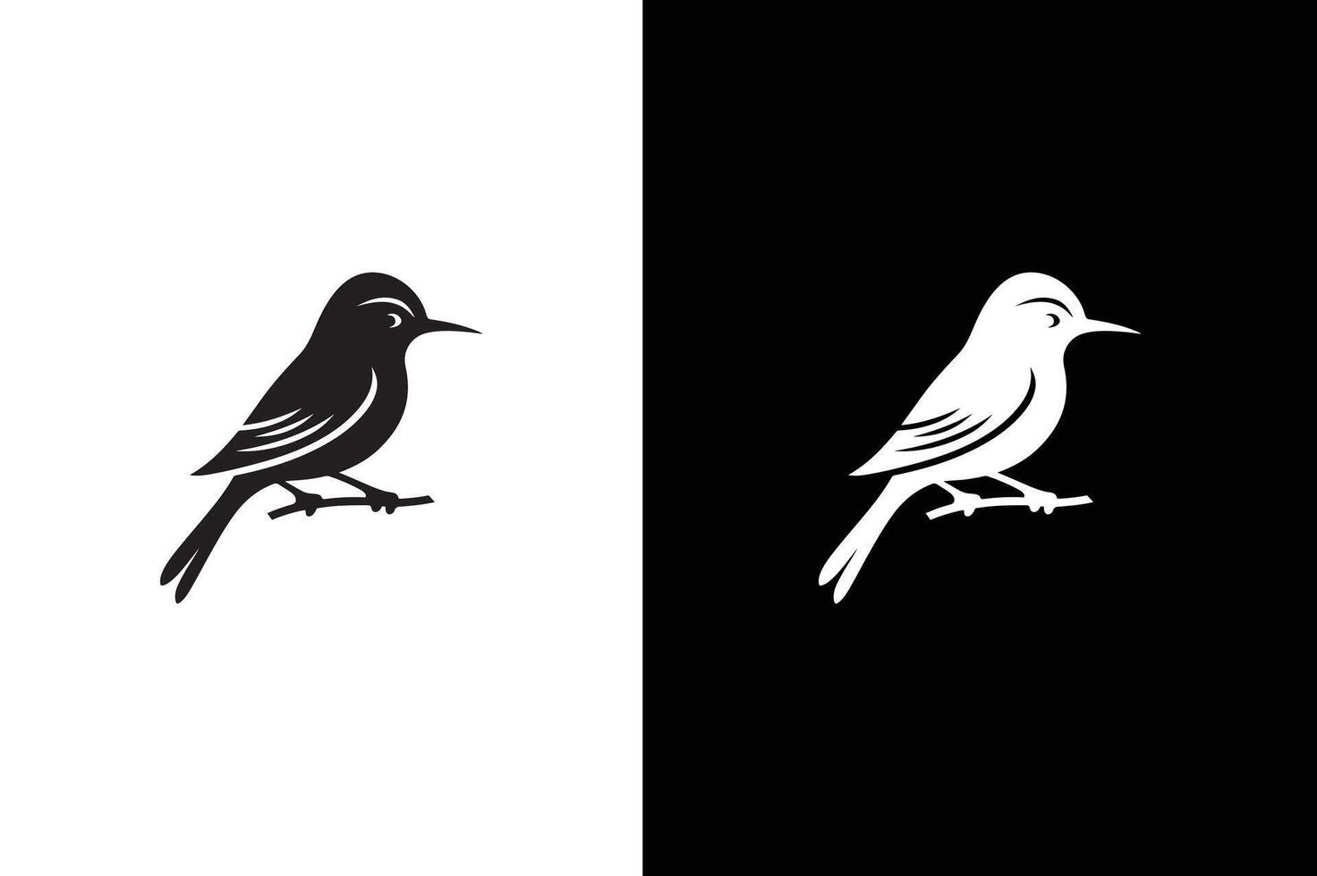 Bird on a branch. Bird icon silhouette illustration element for design. Bird black and white background. vector