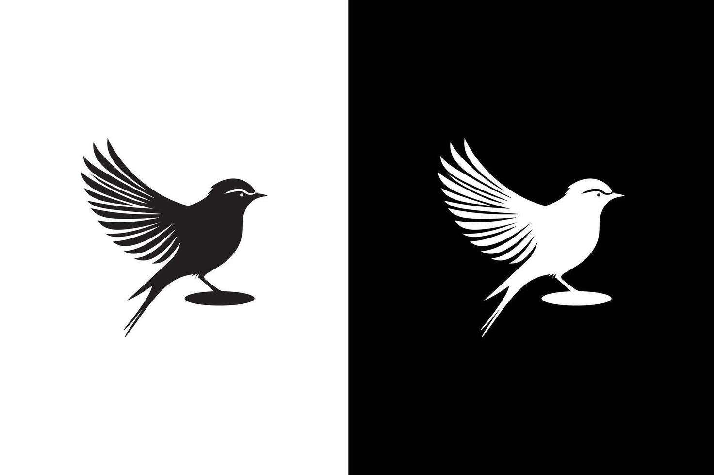 Bird on a branch. Bird icon silhouette illustration element for design. Bird black white background. vector