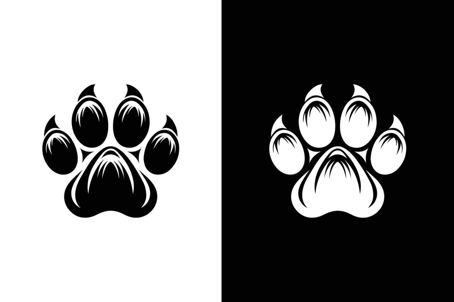 Dog or cat paw silhouette icon for animal apps and website. Animal paw print illustration black white vector