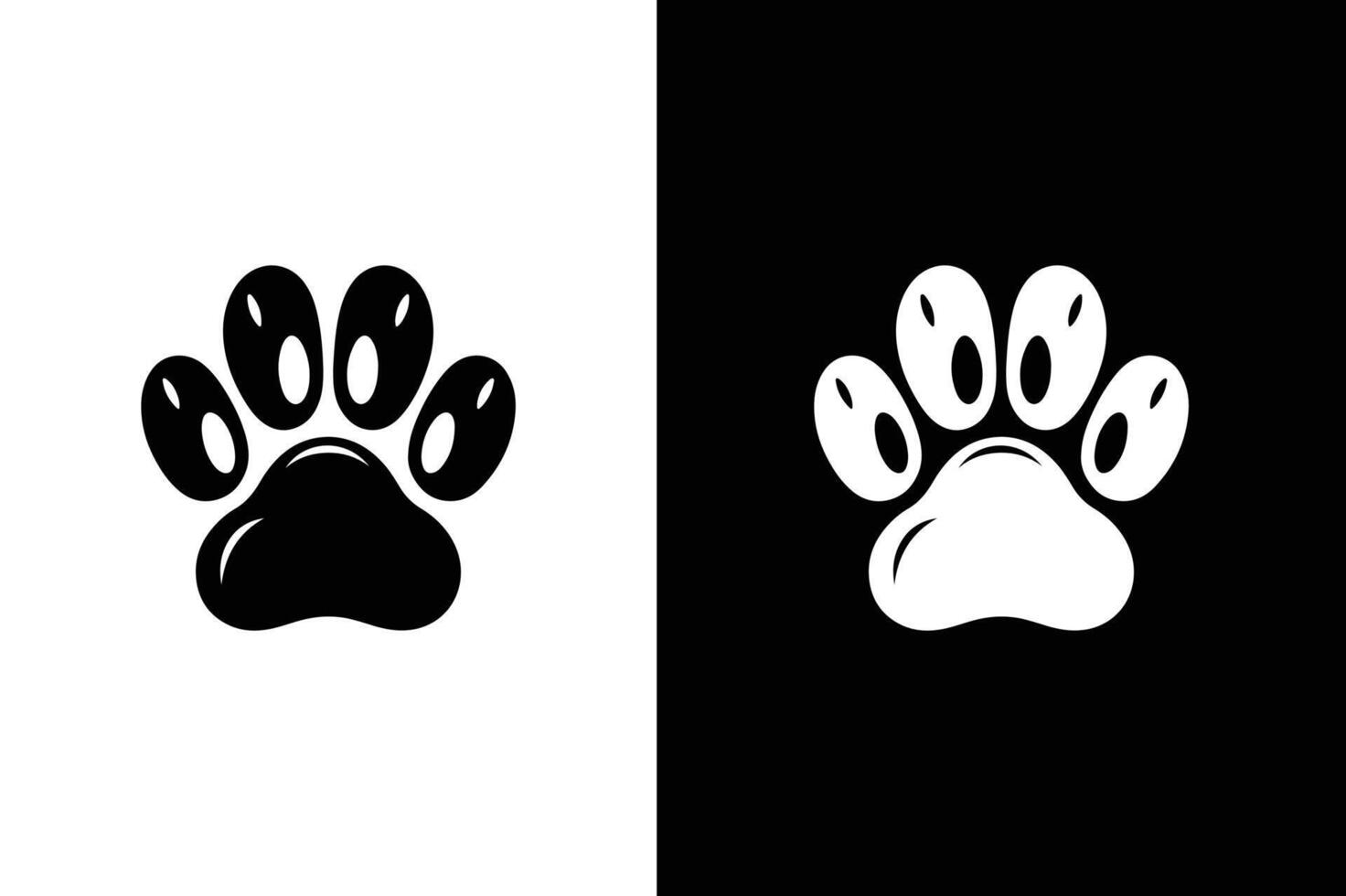 Dog or cat paw silhouette icon for animal apps and website. Animal paw print illustration black white background. vector