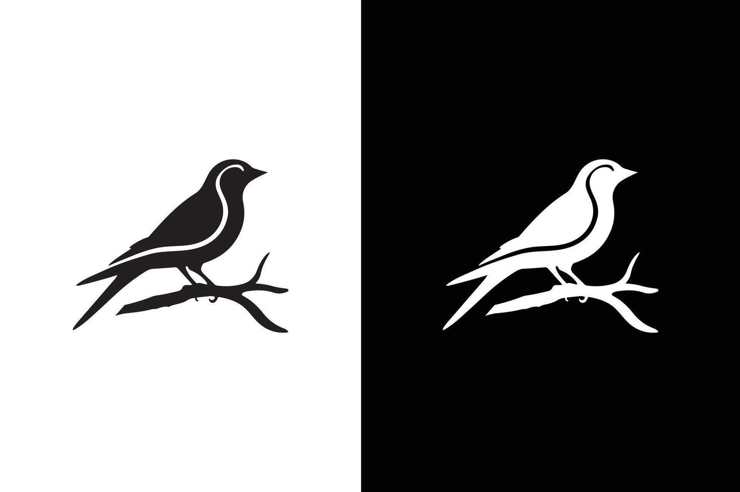Bird on a branch. Bird icon silhouette illustration element for design. Bird black and white royalty free icon. vector