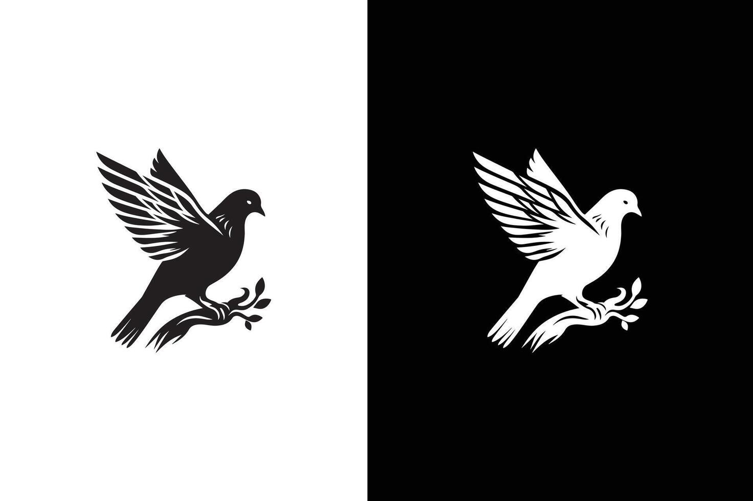 Bird on a branch. Bird icon silhouette illustration element for design. Bird black and white vector