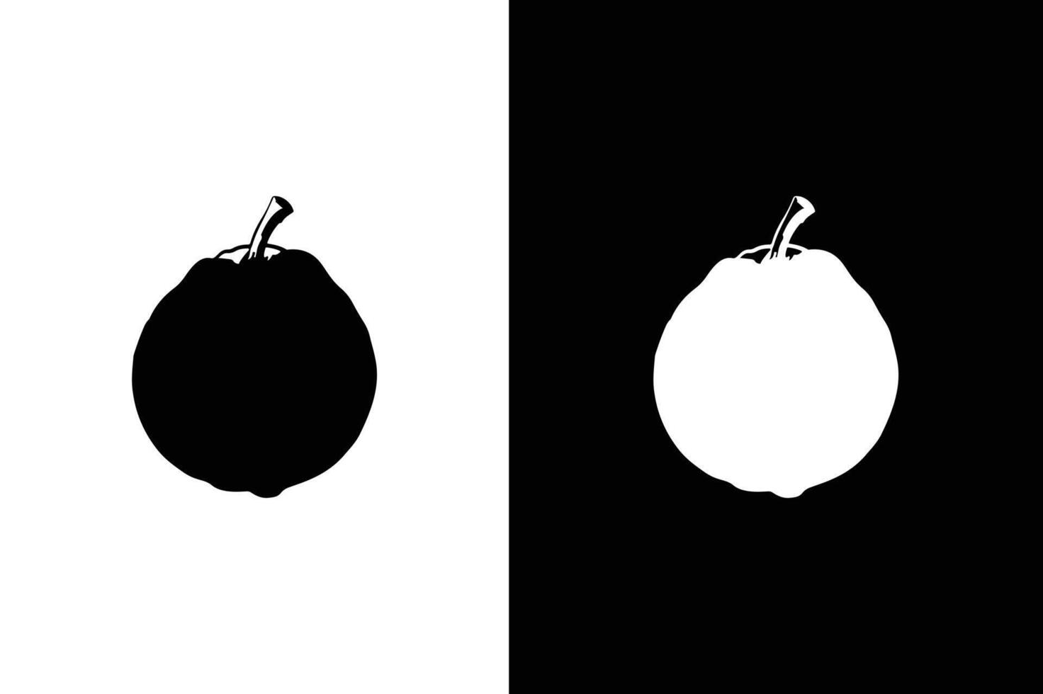 Guava icon, Fruit icon silhouette isolated on white black background. vector
