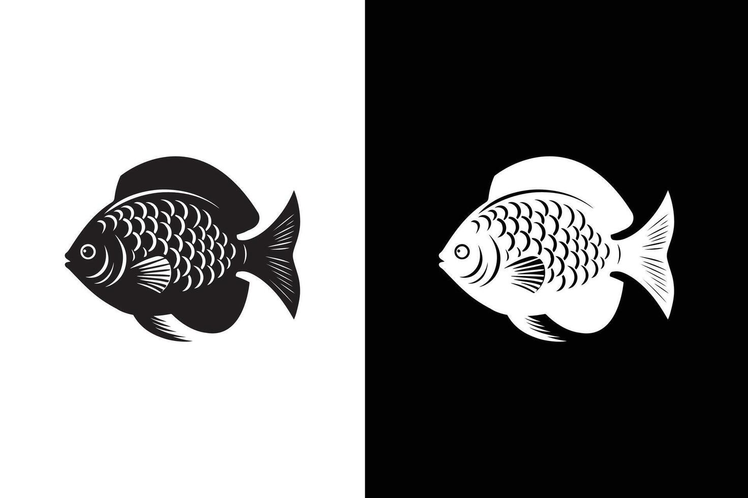 Fish icon isolated on white black background. Food illustration collection. Fish logo template. vector