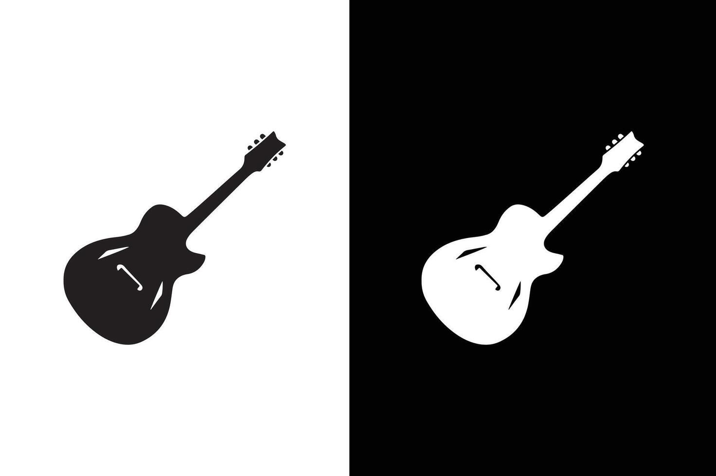 Guitar icon guitar silhouette illustration. Guitar silhouettes. guitars on white black background vector