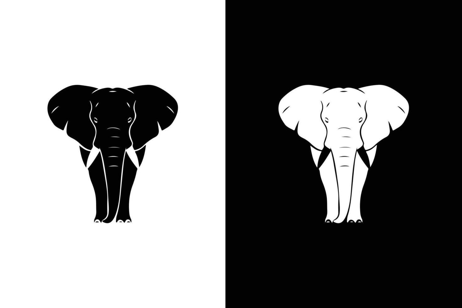 Elephant icon silhouette illustration. Elephant wild animal icon , sign, symbol black white background. vector