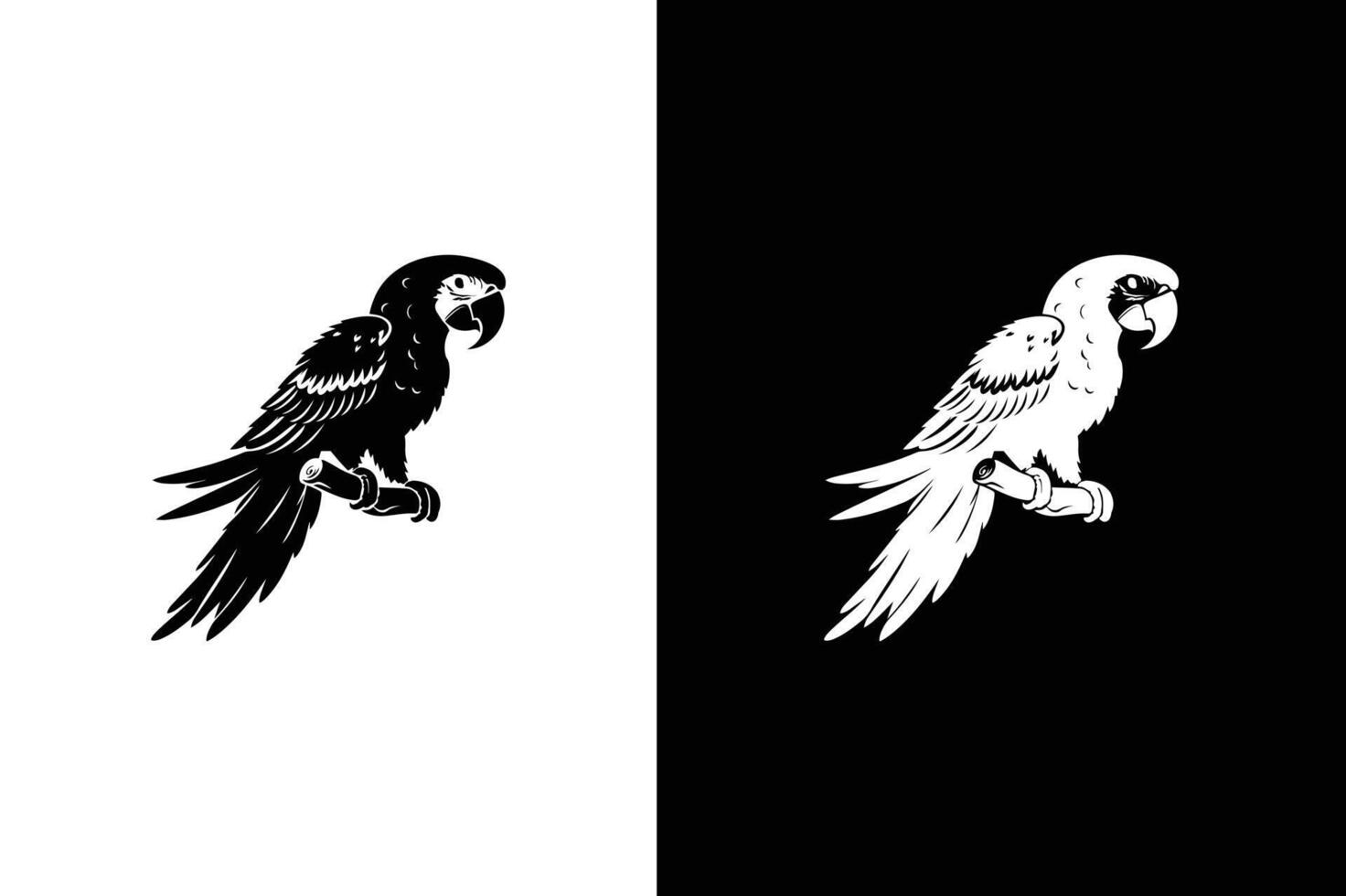 Parrot icon silhouette isolated on white black background. parrot silhouette, on white black background vector
