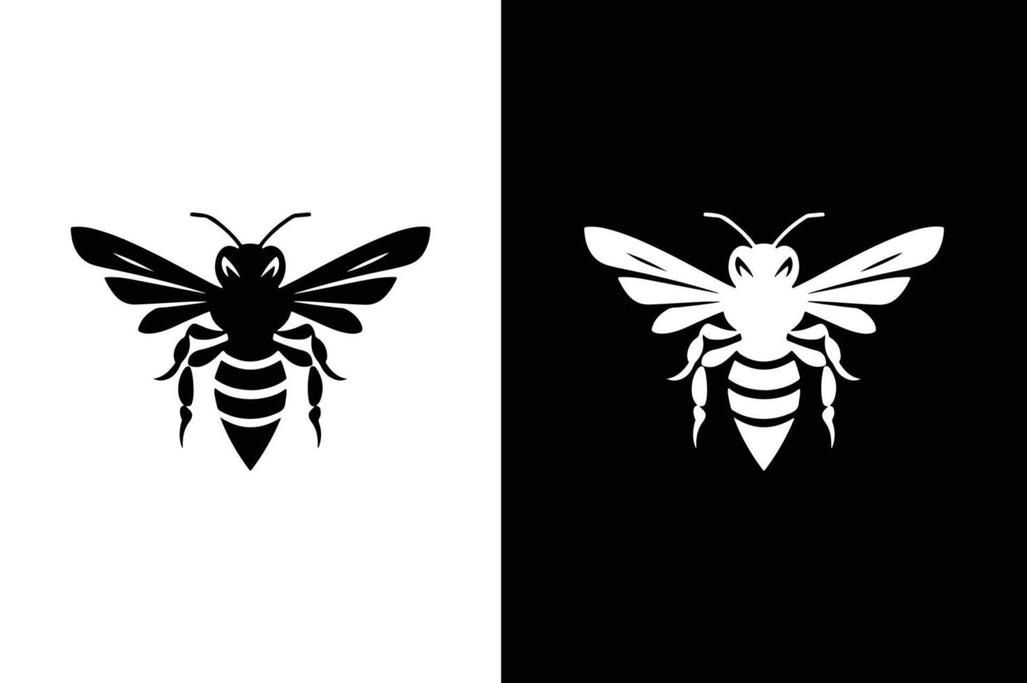 Bee icon silhouette of an insect Isolated on a black background. Simple black and white bee icon vector