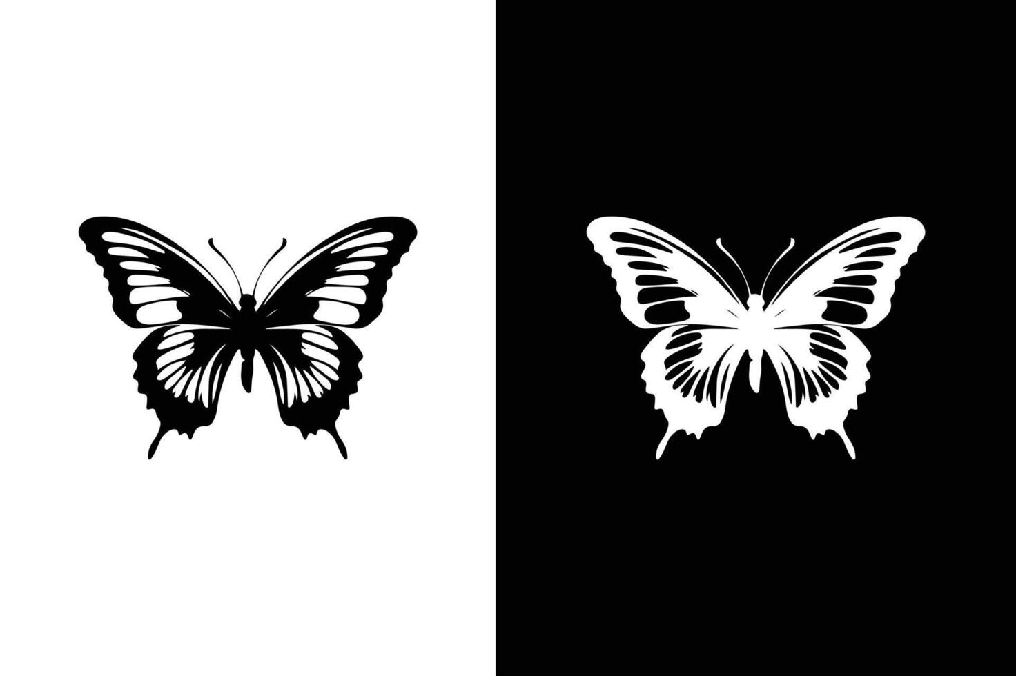 Butterfly silhouette icon illustrations on a black background. Butterfly icon. Simple illustration of big butterfly vector