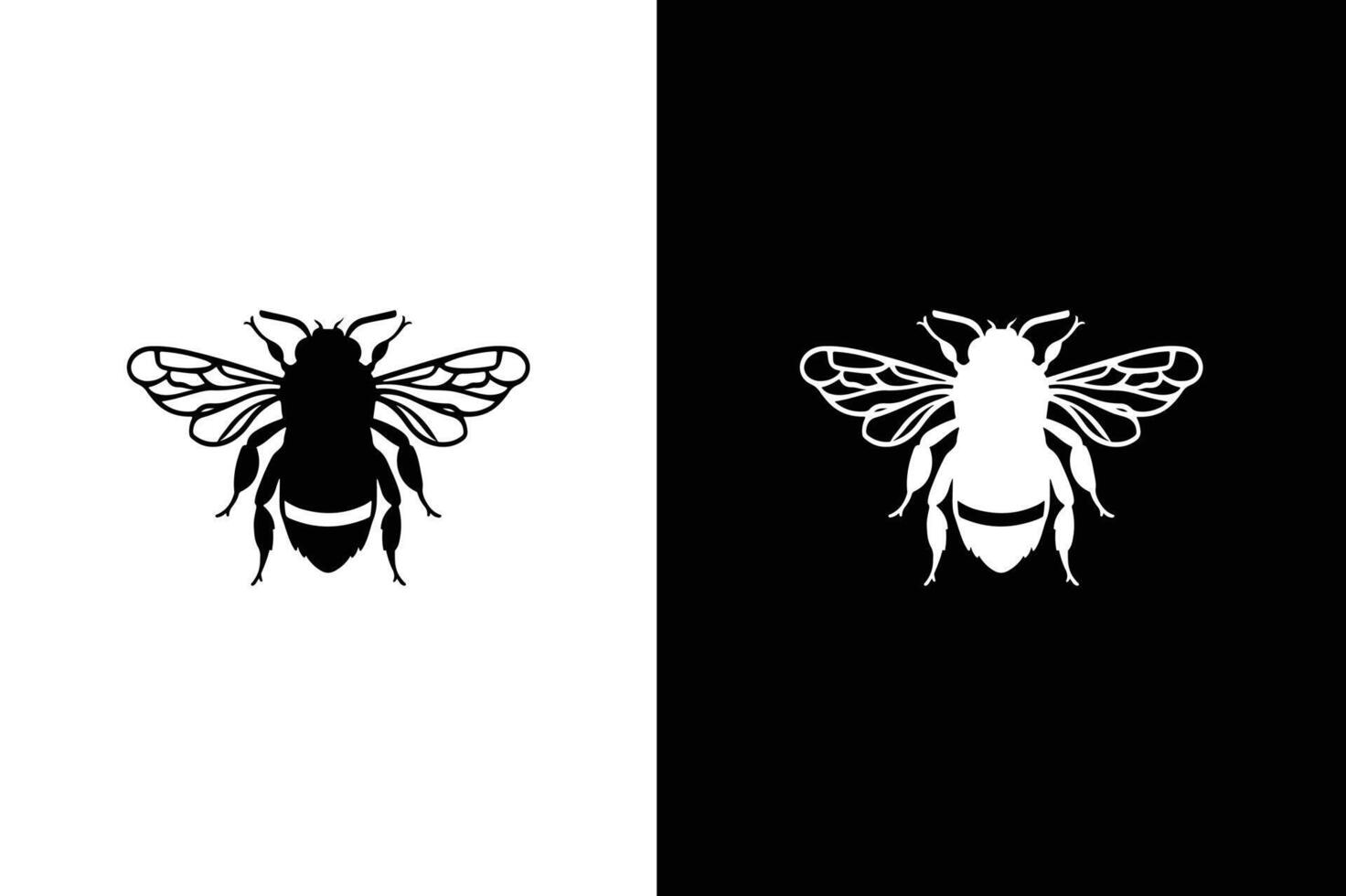 Bee icon silhouette of an insect Isolated on a white black background. Simple black and white bee icon vector