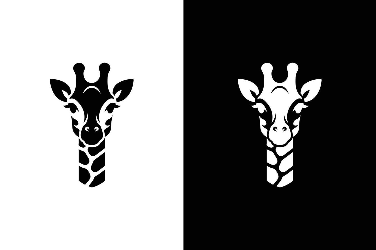 Giraffe icon silhouette in flat black color isolated on white black background. Giraffe silhouette vector