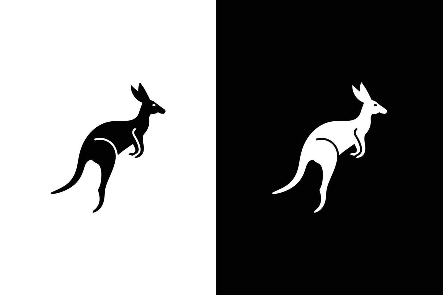 Standing kangaroo icon silhouette isolated on white black background. Kangaroo silhouette, kangaroo icon vector