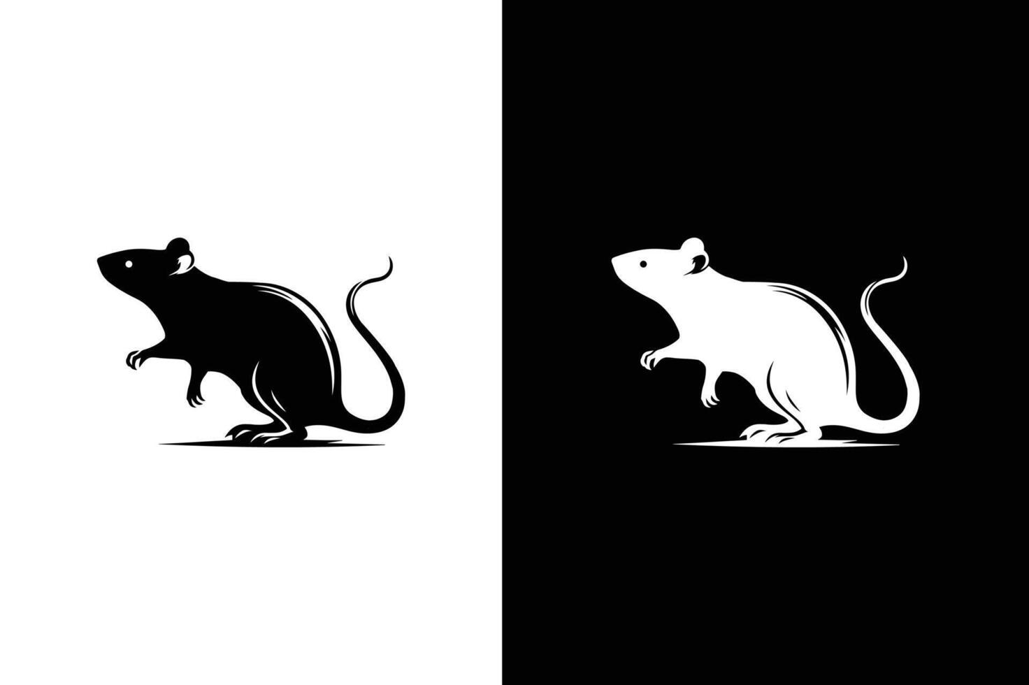 Rat icon silhouette logo design illustration. Rat and mouse black white background. vector