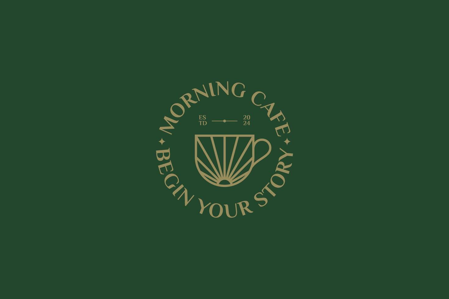 Morning Cafe Logo Badge Abstract Cup Sunrise Beverage Coffee and Tea Business Breakfast Branding vector