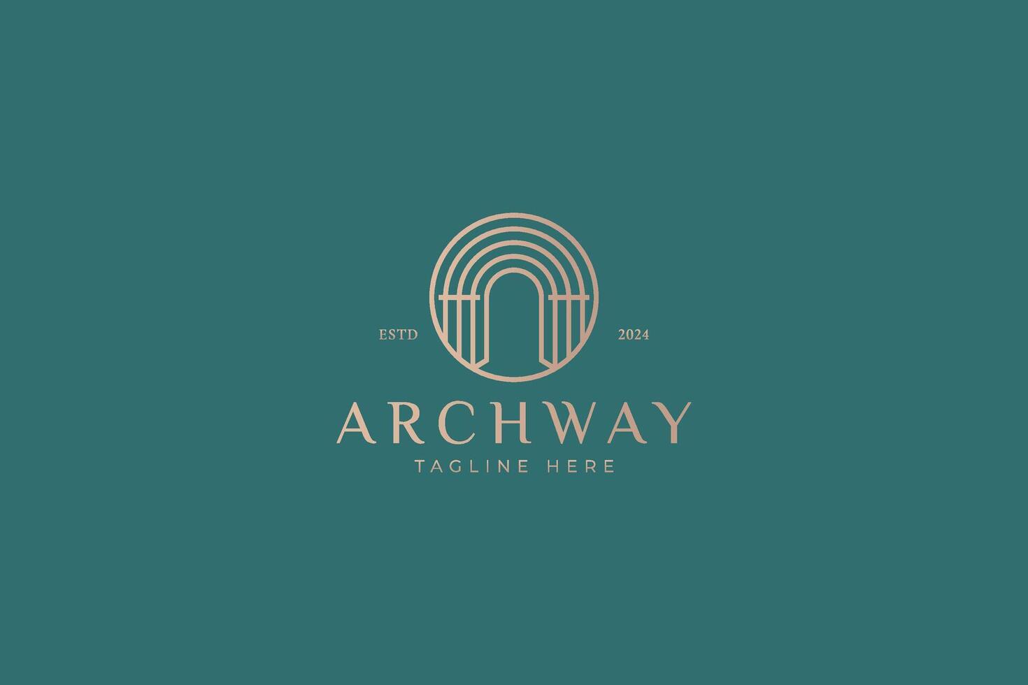 Archway Logo Gate Column Frame Luxury Grand Palace Concept Circle Sign Symbol vector