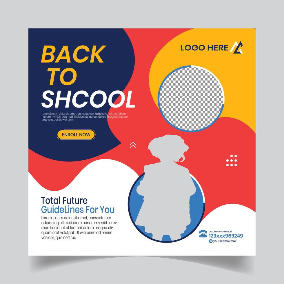 School Admission Luxury Social Media Post Design vector