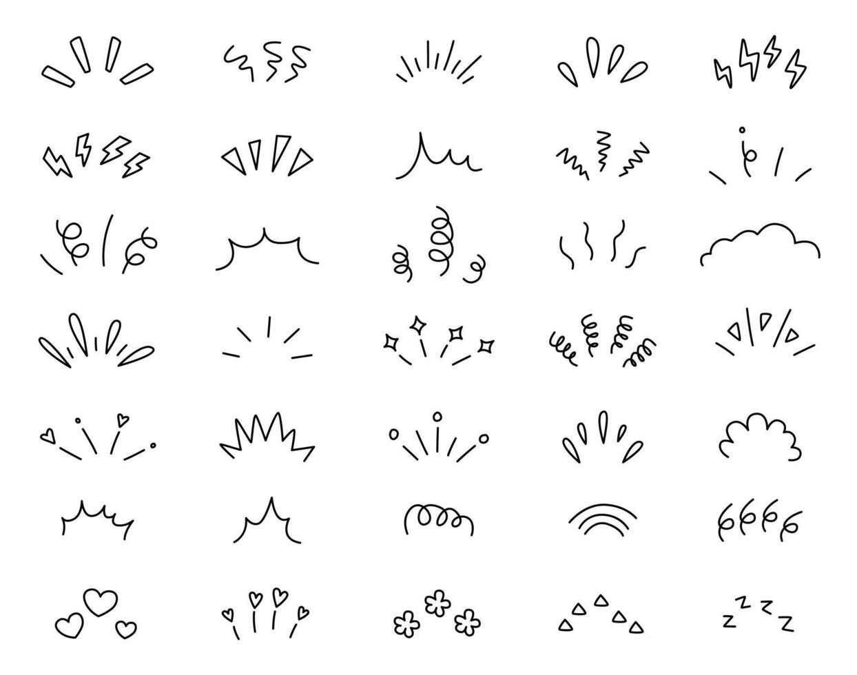 Doodle shine sunburst sparkle ray elements vector