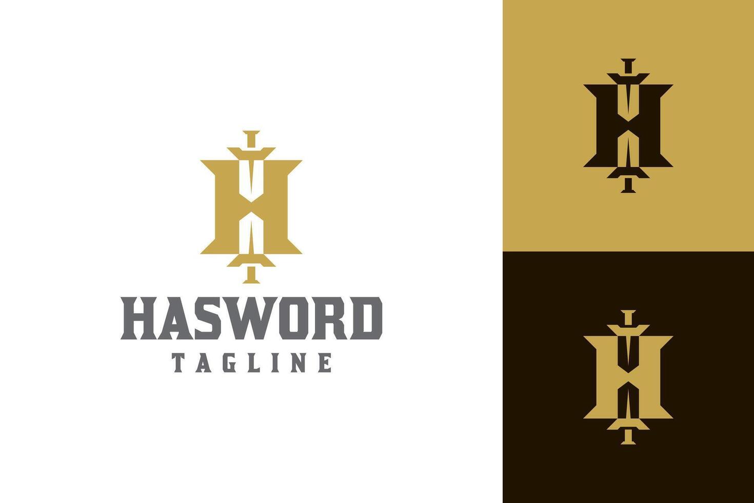 sword h letter logo design vector