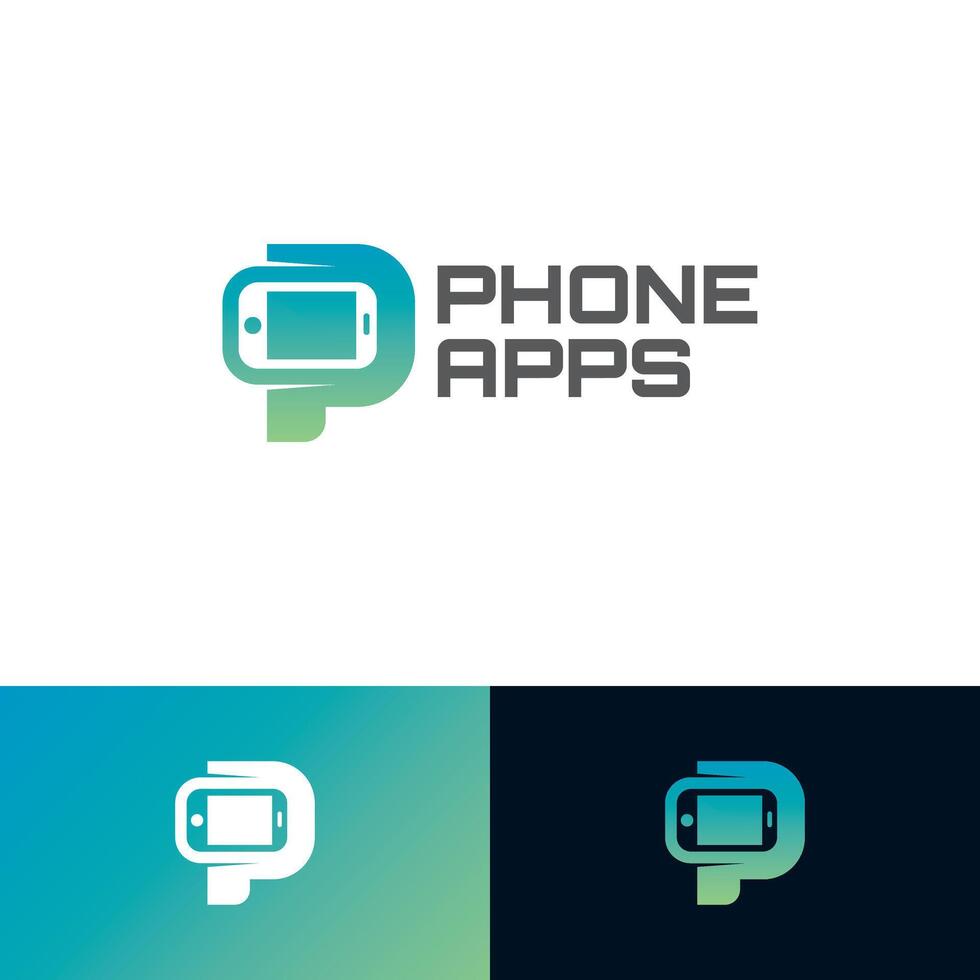 phone p letter logo design vector