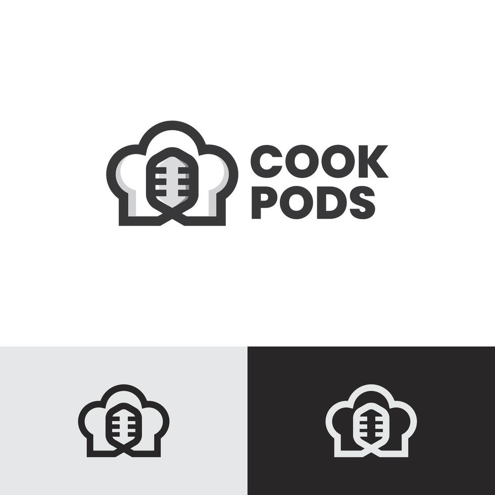 chef podcast logo design vector