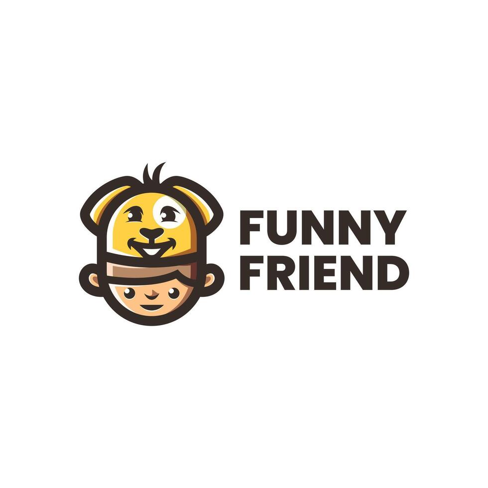 funny pet friend logo design vector