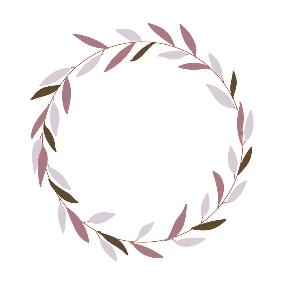 Boho Style Round Decorative Ornamental Leaves Frame vector