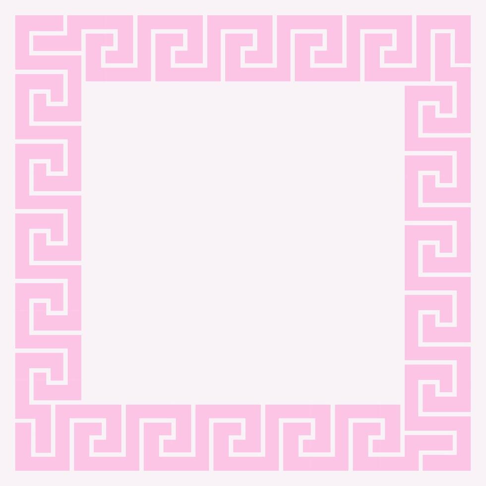 Pink Greek Key Square Frame Border vector