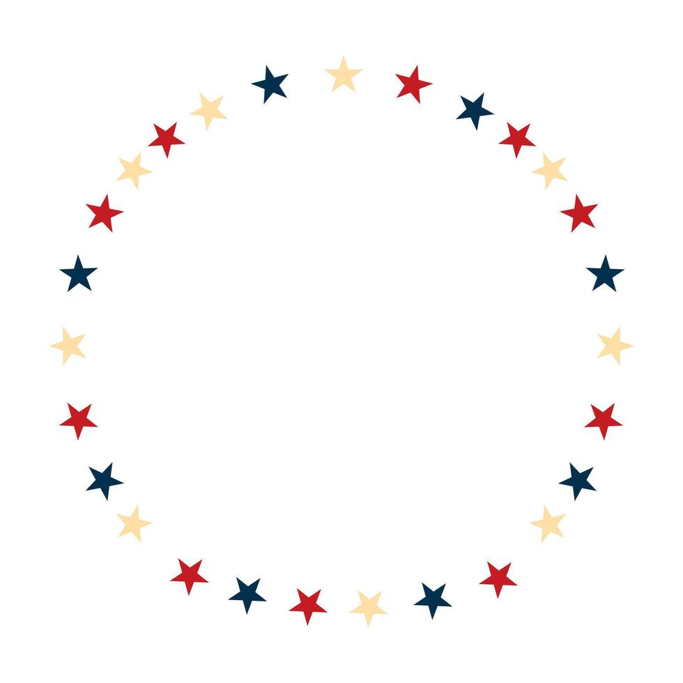 Multicolored Stars Round Frame Border vector