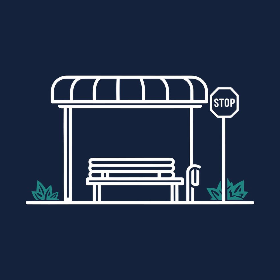 A flat illustration of bus stop isolated on background vector