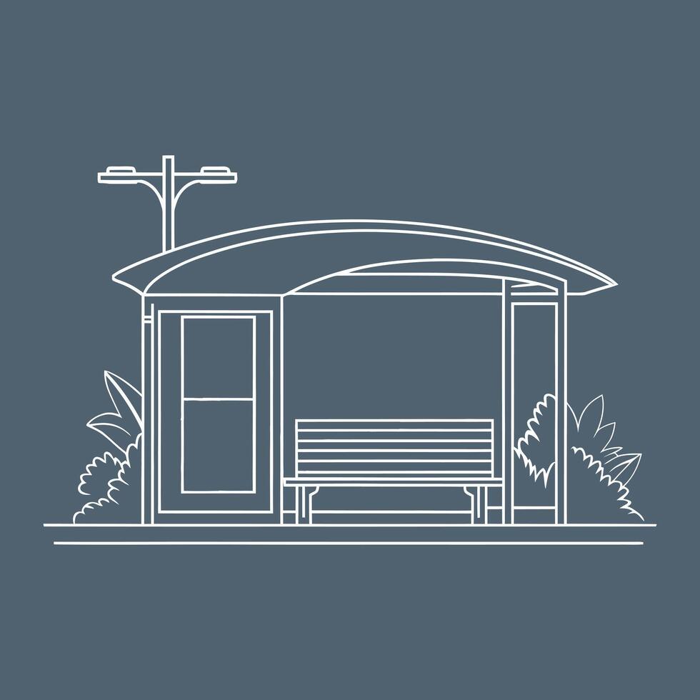 A flat illustration outline of bus stop isolated on background vector