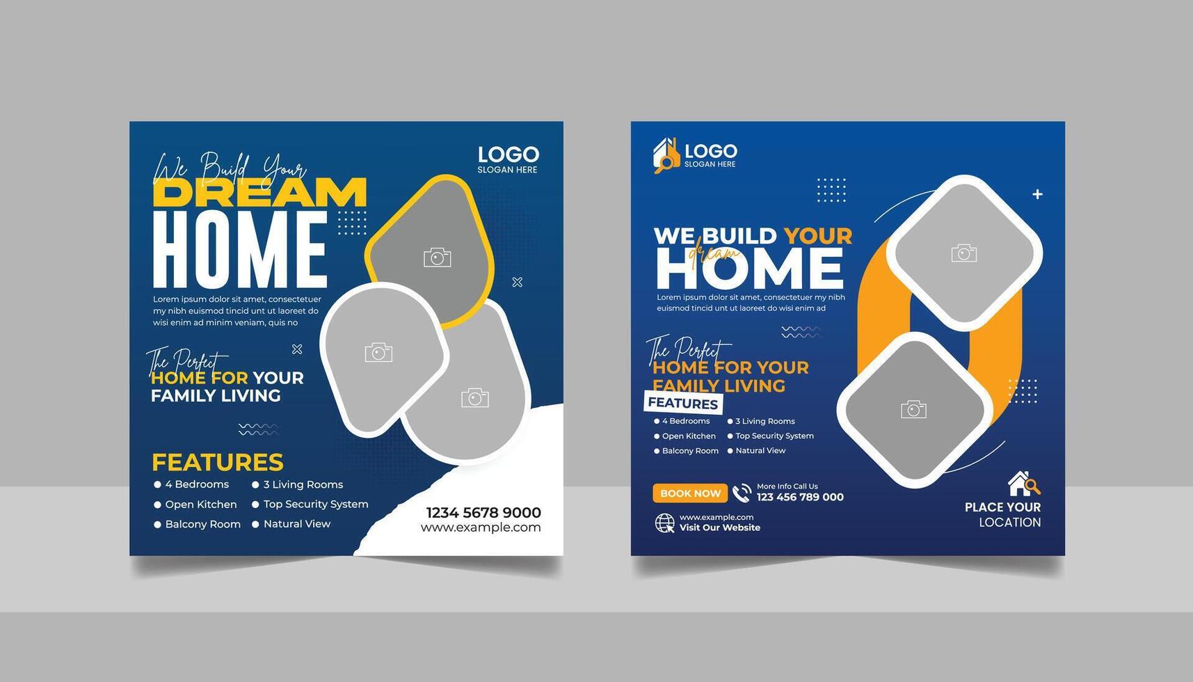 Real Estate Agent Modern House Property Sale Social Media Post Banner Square Flyer Template vector