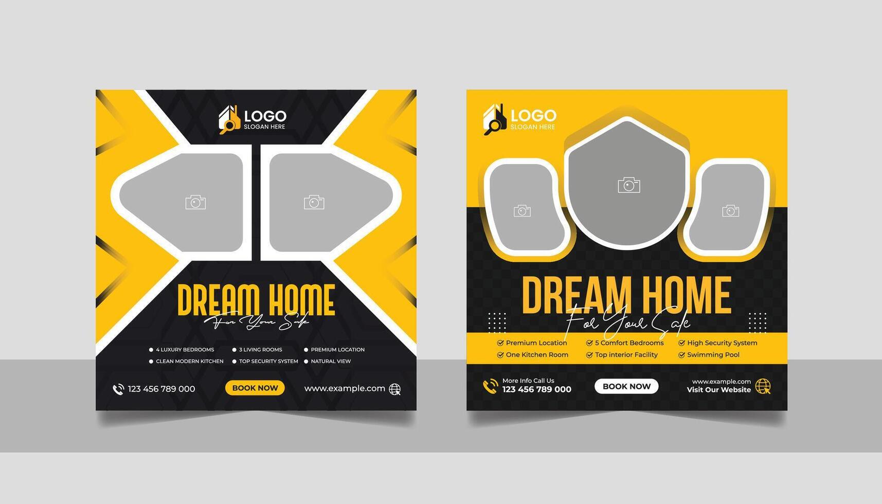 Real Estate Agent Modern House Property Sale Social Media Post Banner Square Flyer Template vector