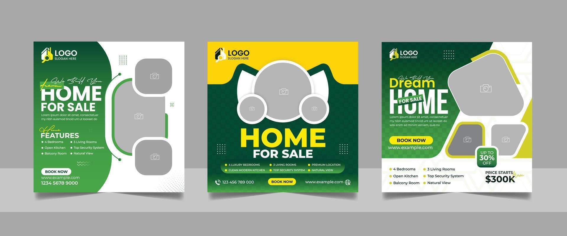 Real Estate Agent Modern House Property Sale Social Media Post Banner Square Flyer Template vector