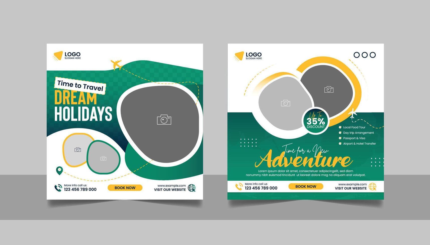 Travel and Tour Business Advertising Social Media Post Marketing Square Banner bundle design. vector