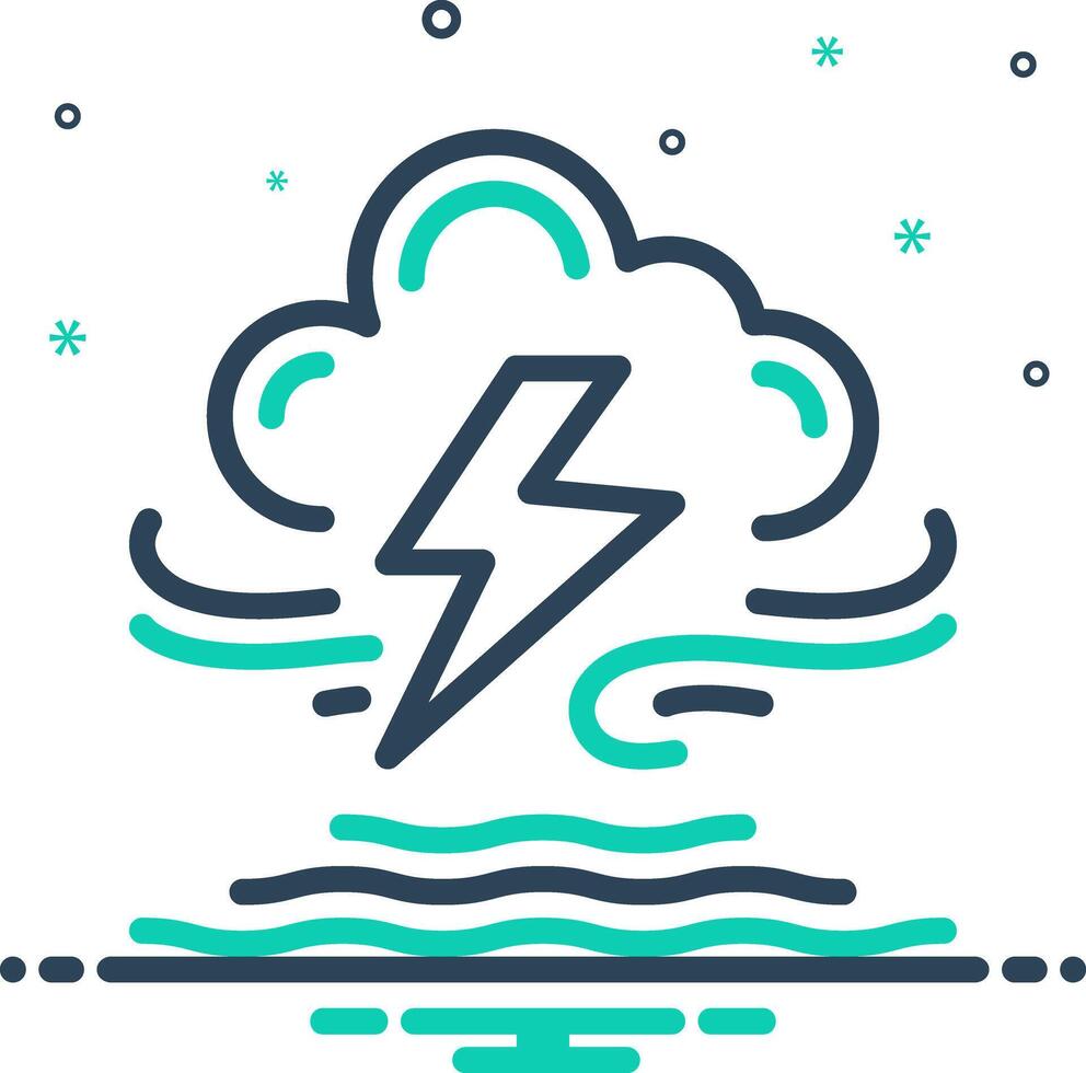 Mix icon for thunderstorm vector