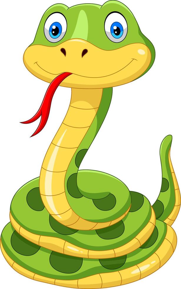 cartoon happy snake isolated on white background vector