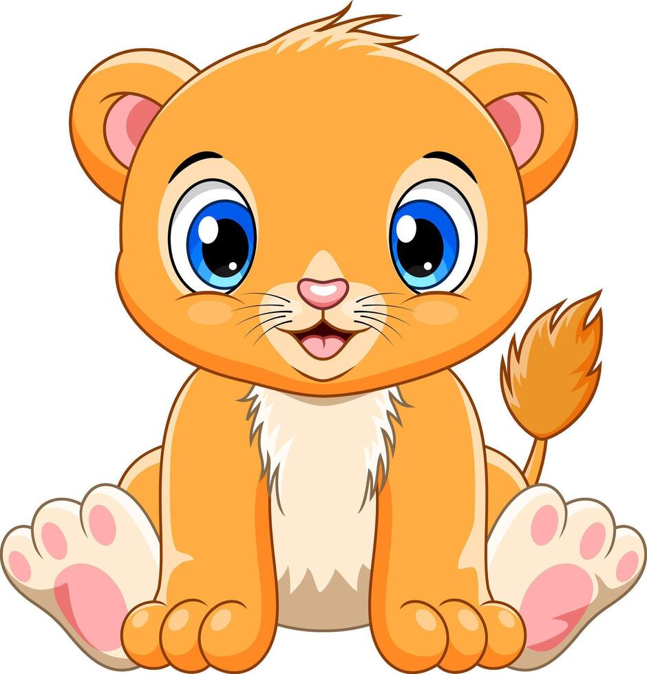 Cartoon cute baby lion sitting vector