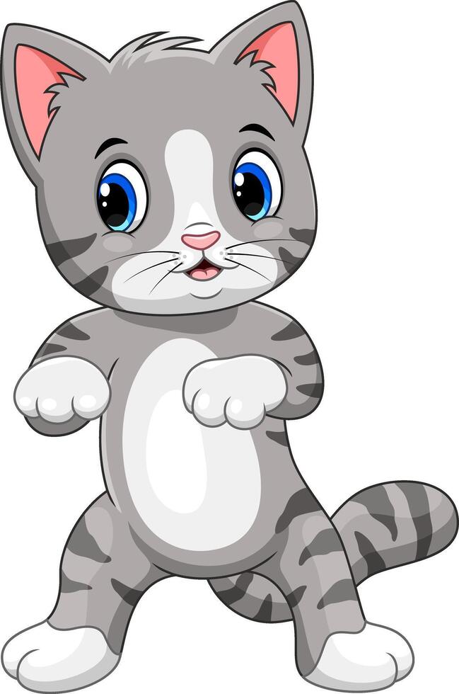 Cartoon happy cat on white background vector