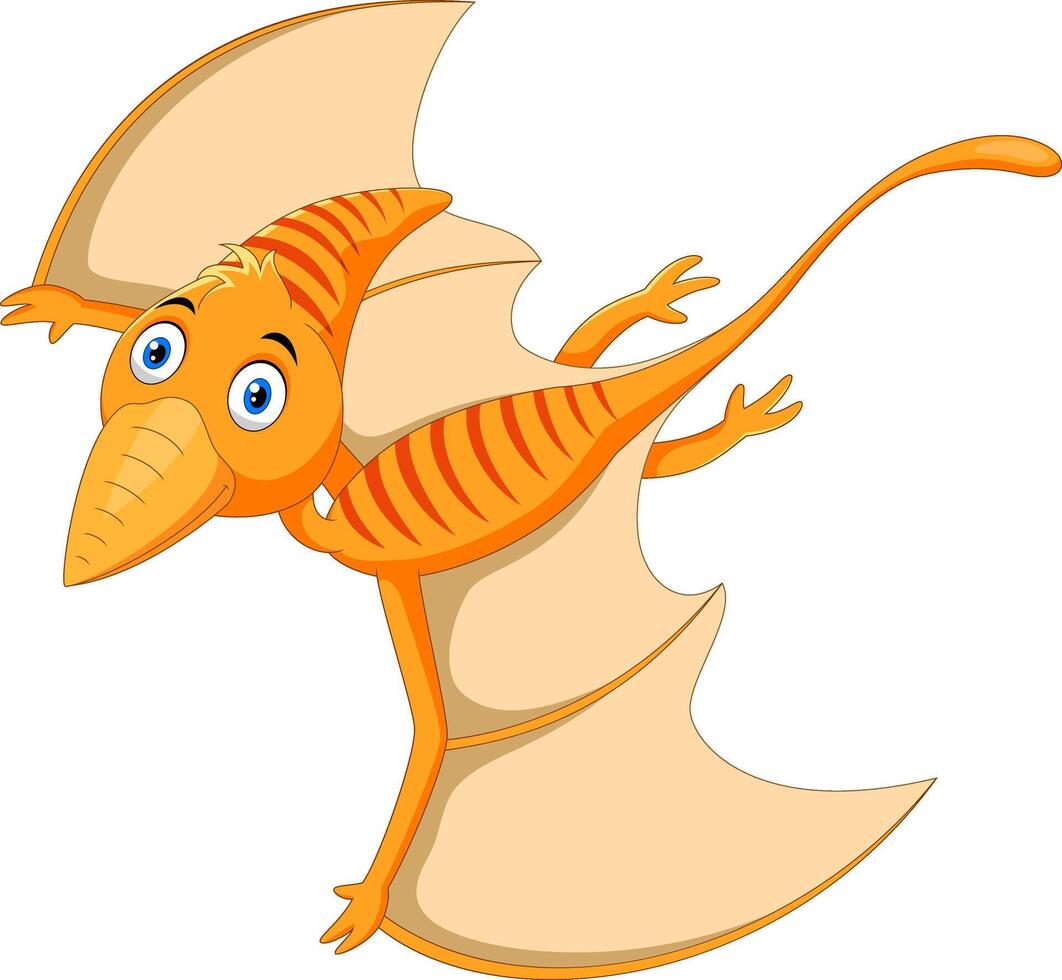 Cute pterodactyl cartoon on white background vector