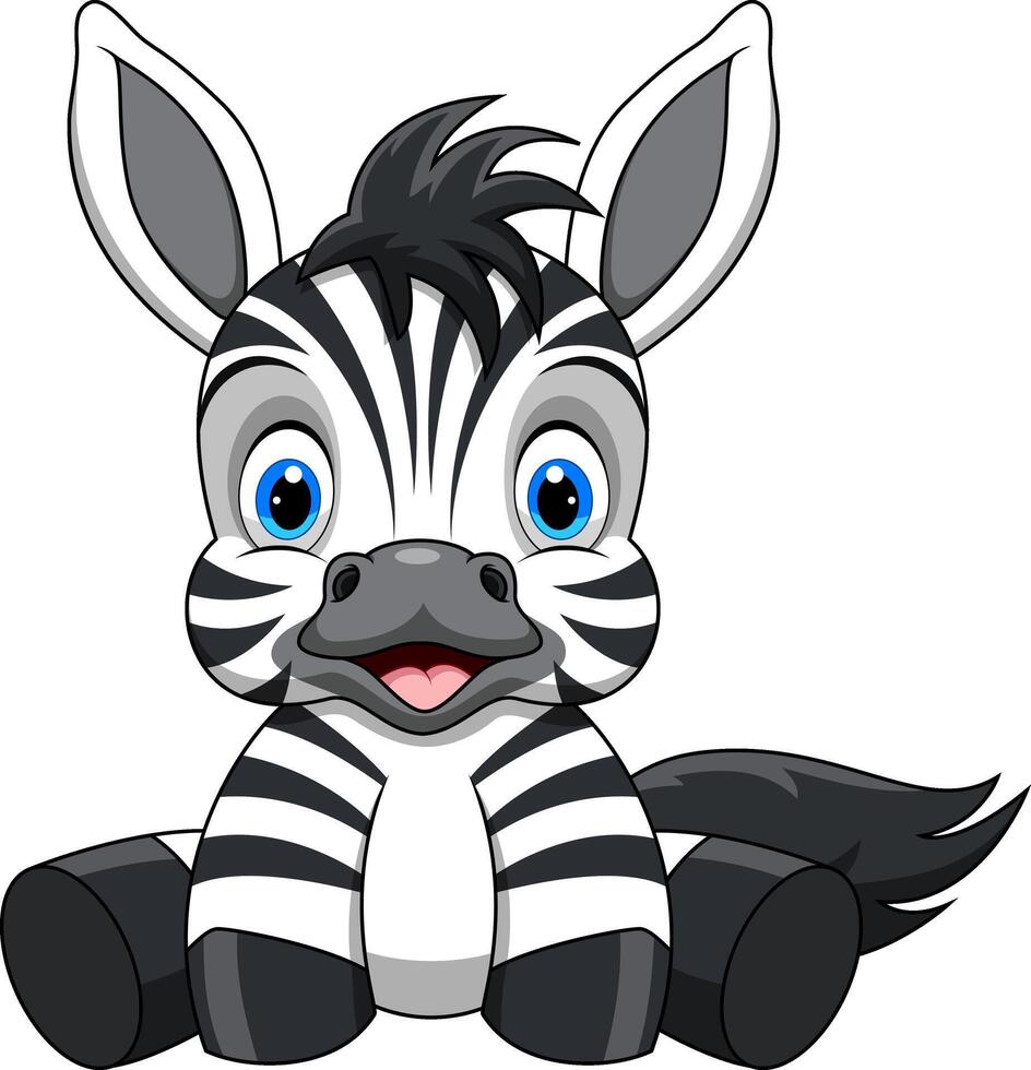 Cartoon happy zebra isolated on white background vector