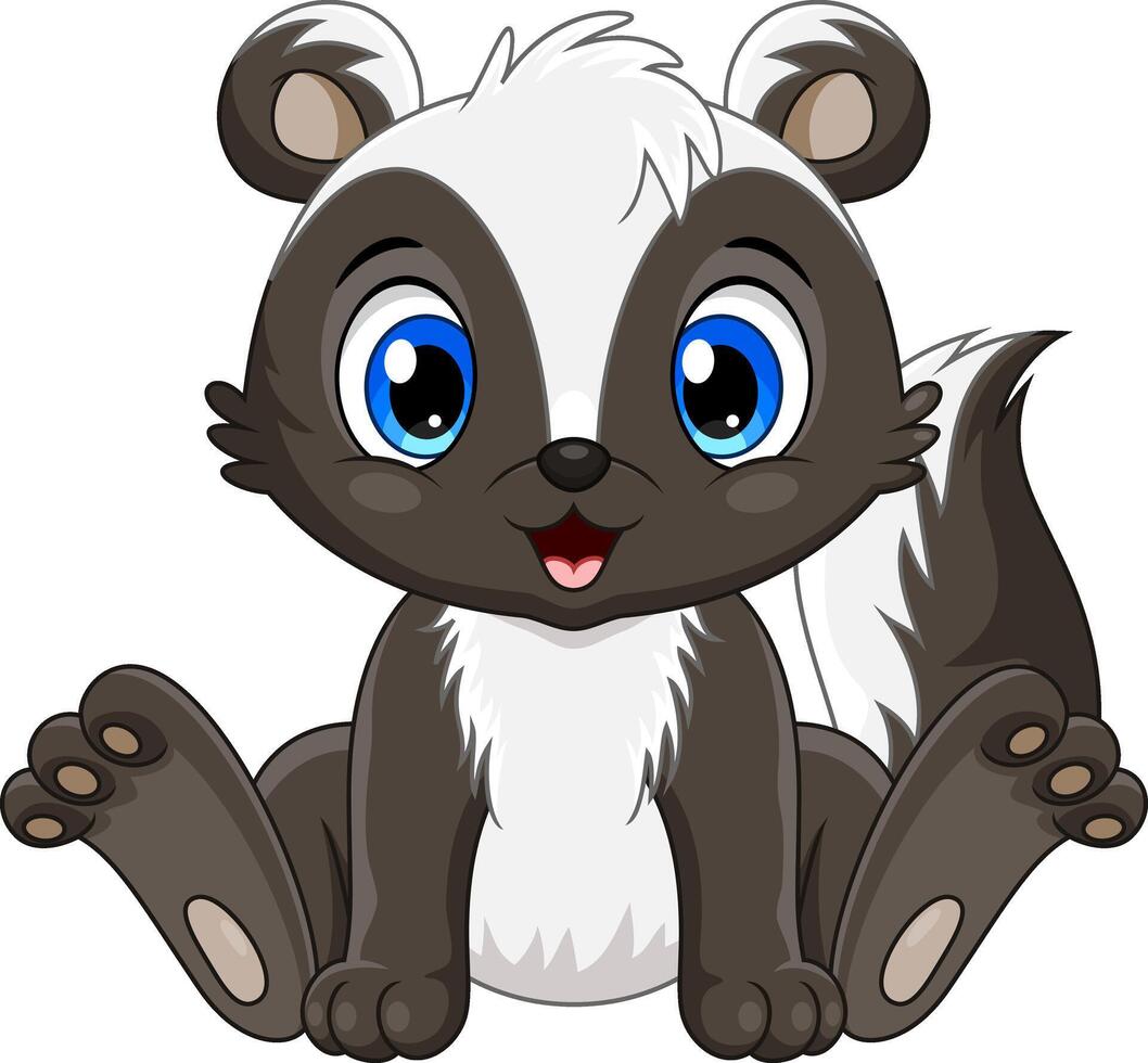 Cartoon cute baby skunk sitting vector