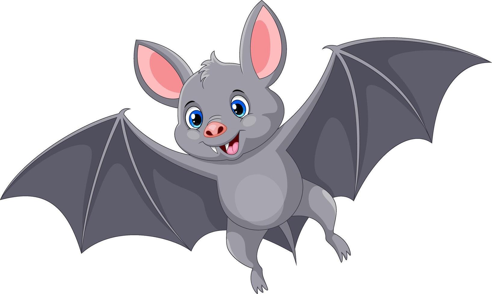 Happy bat cartoon flying on white background vector