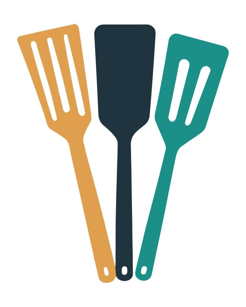 A flat illustration of colorful silicone spatula isolated on white background vector