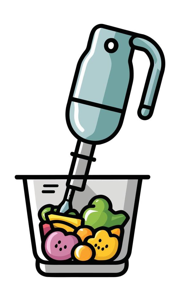 A flat illustration of immersion blender or hand mini blender isolated on white background vector