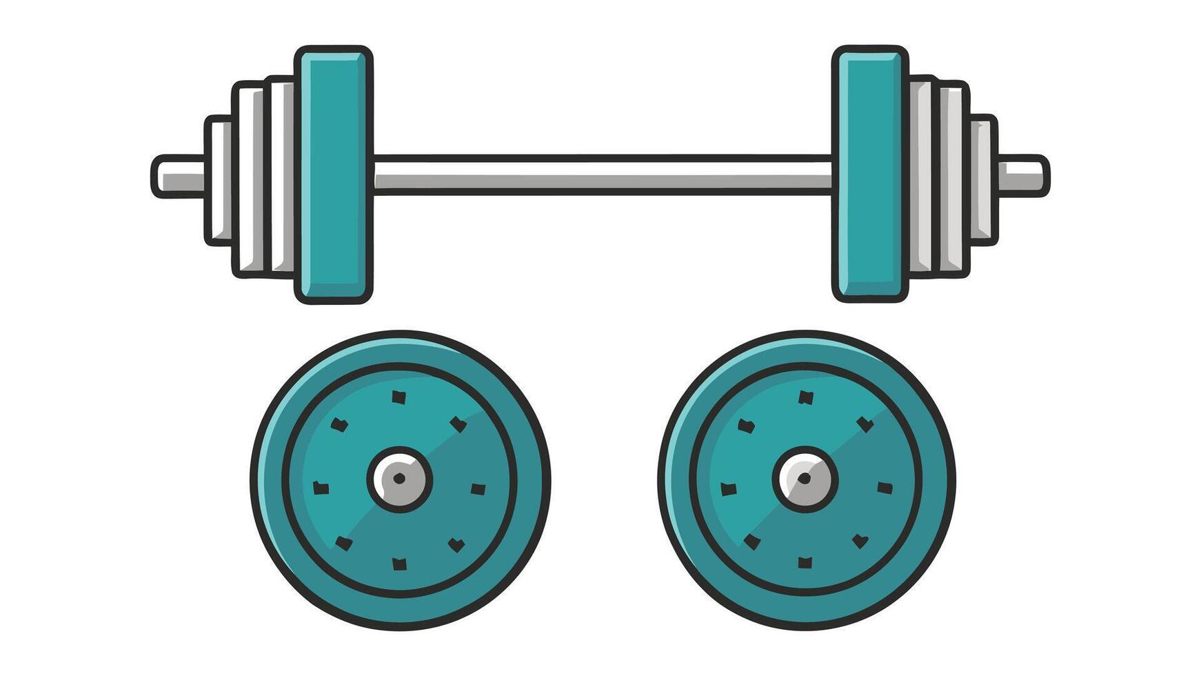 A flat illustration of barbell isolated on white background vector