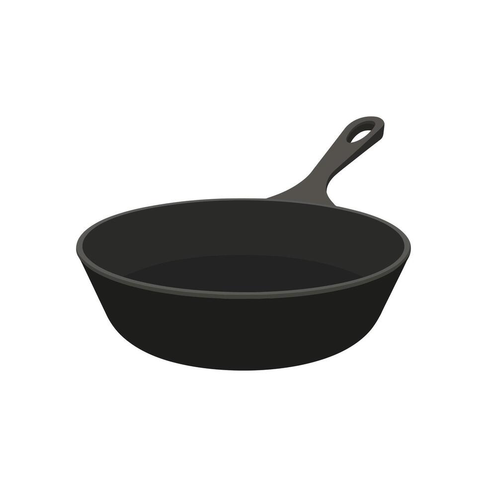 a black frying pan on a white background vector