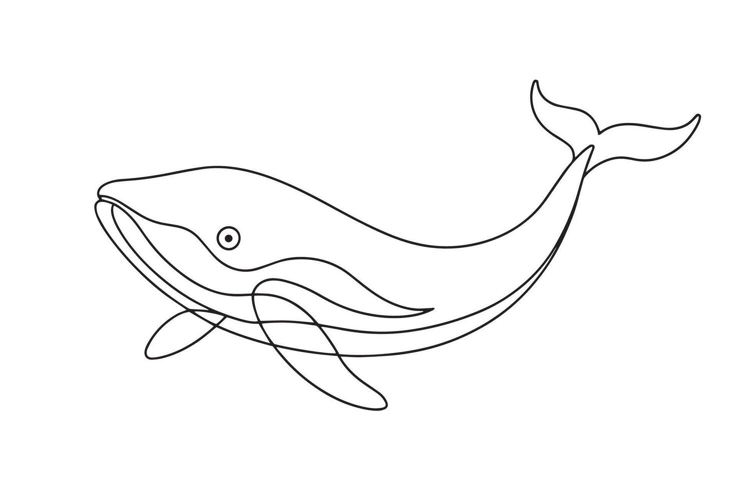 Whale Continuous line art illustration on white background. vector